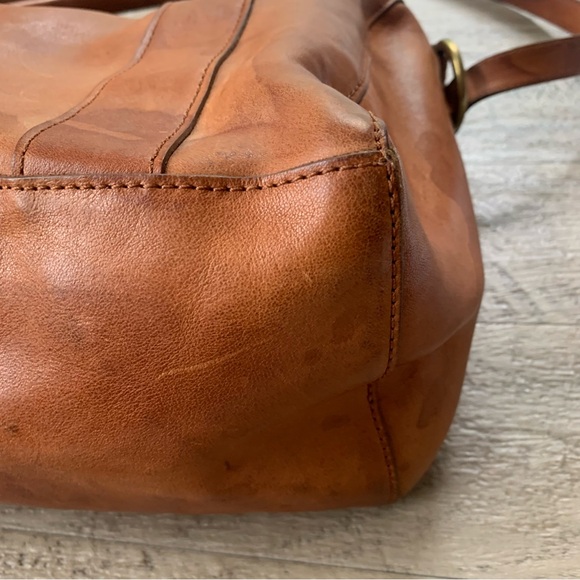 Madewell Prague Satchel Leather Tan Crossbody Bag Water Stains - Picture 15 of 16